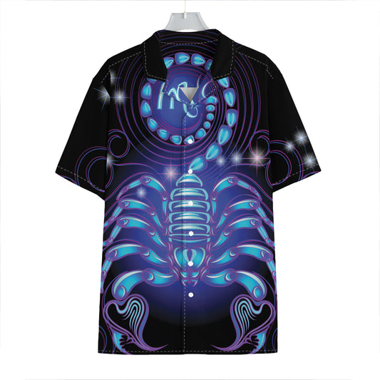 Dark Scorpio Zodiac Sign Print Hawaiian Shirt