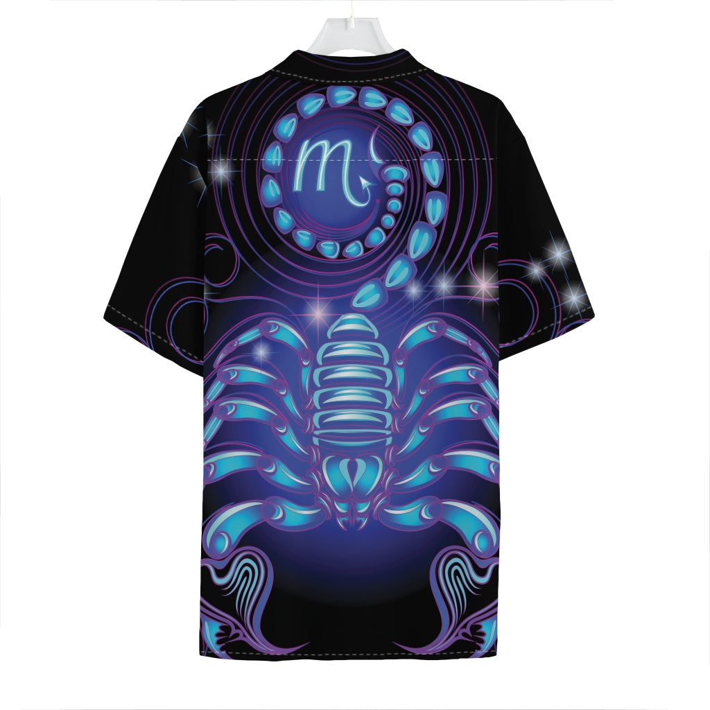 Dark Scorpio Zodiac Sign Print Hawaiian Shirt
