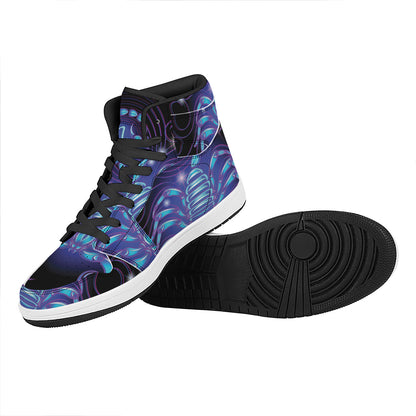 Dark Scorpio Zodiac Sign Print High Top Leather Sneakers