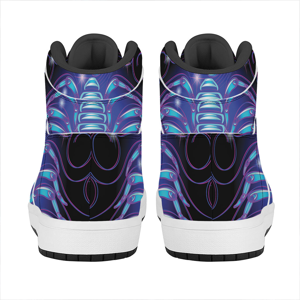 Dark Scorpio Zodiac Sign Print High Top Leather Sneakers
