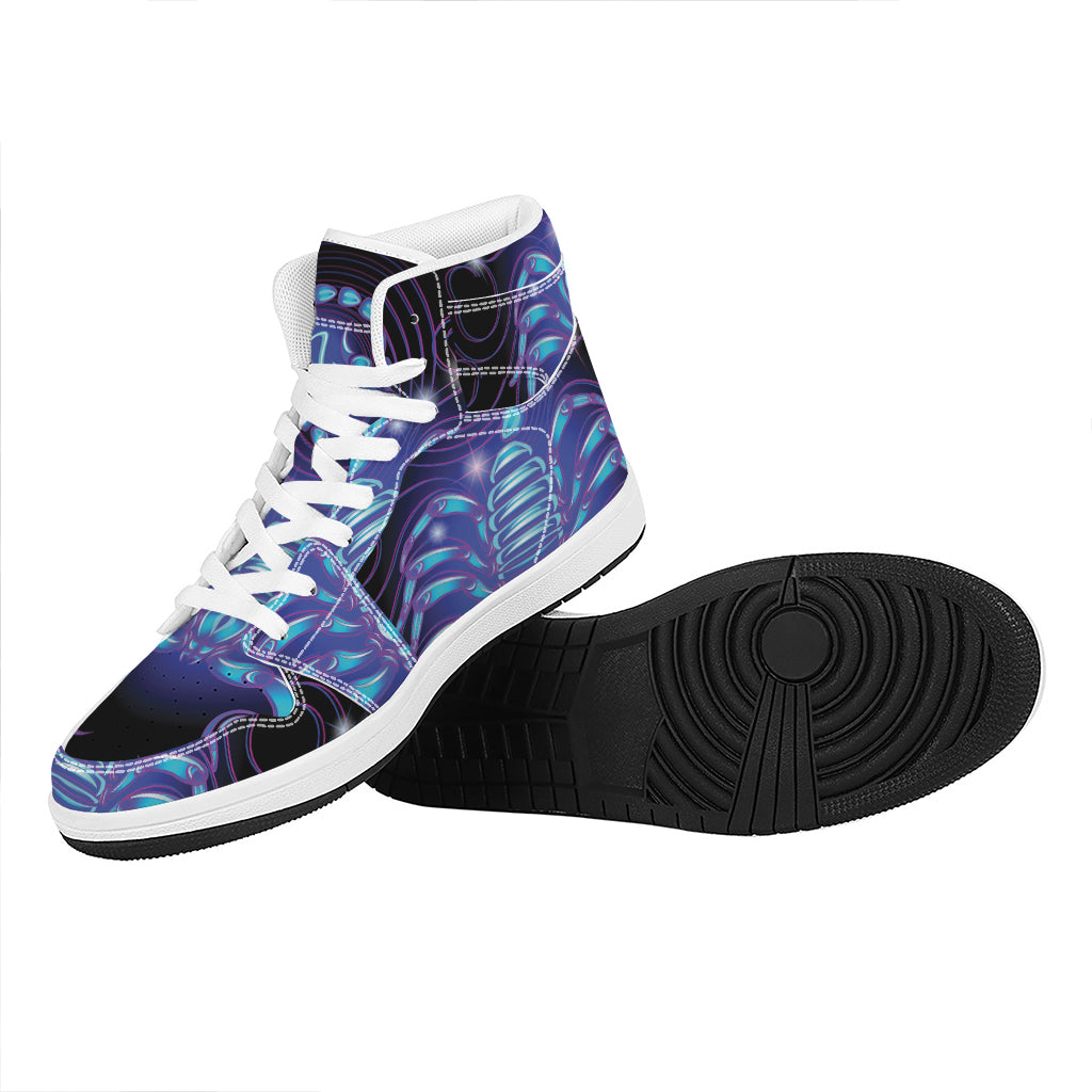 Dark Scorpio Zodiac Sign Print High Top Leather Sneakers