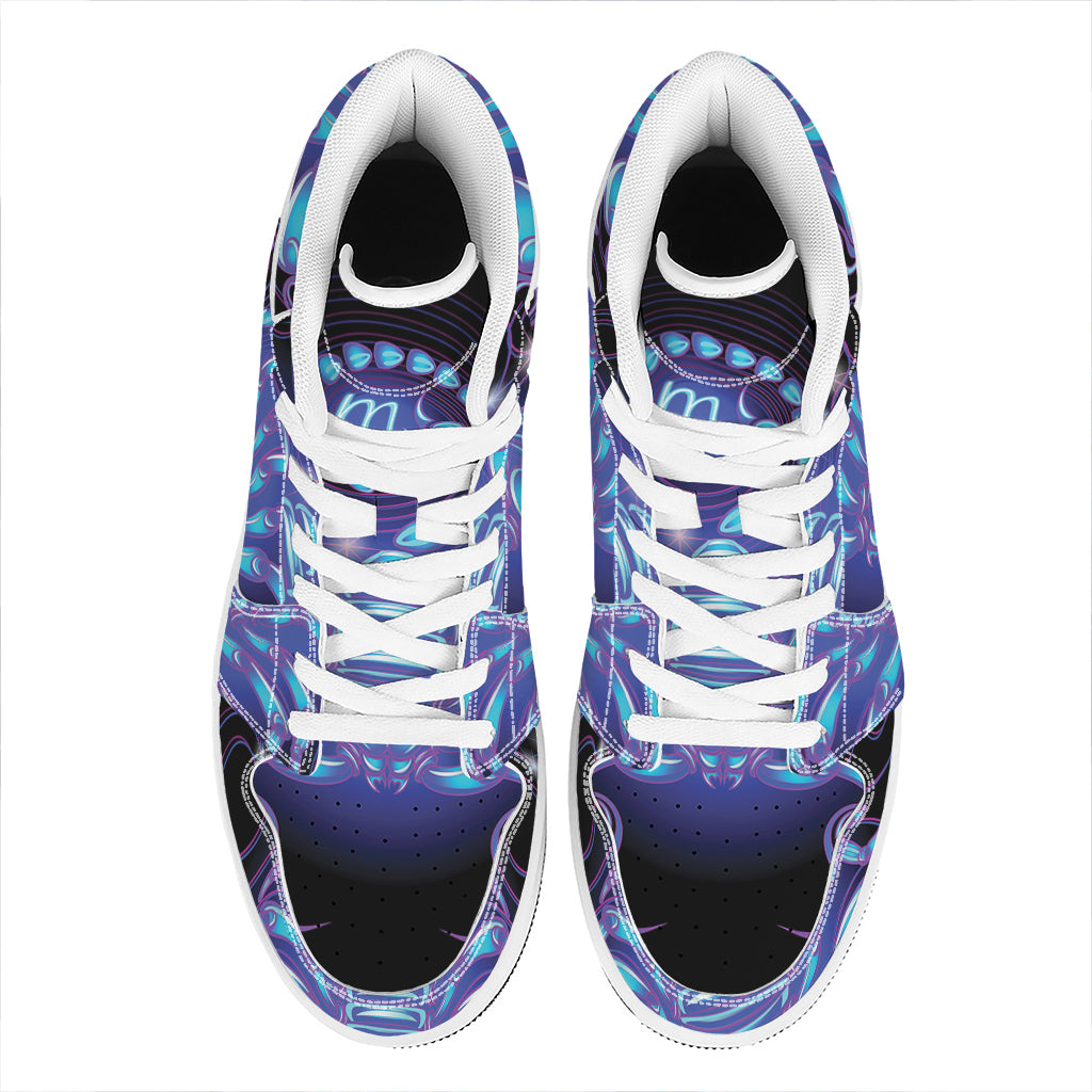 Dark Scorpio Zodiac Sign Print High Top Leather Sneakers
