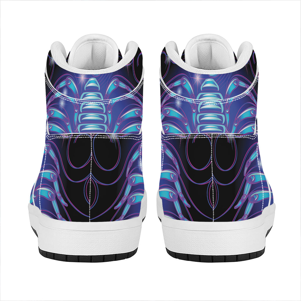 Dark Scorpio Zodiac Sign Print High Top Leather Sneakers