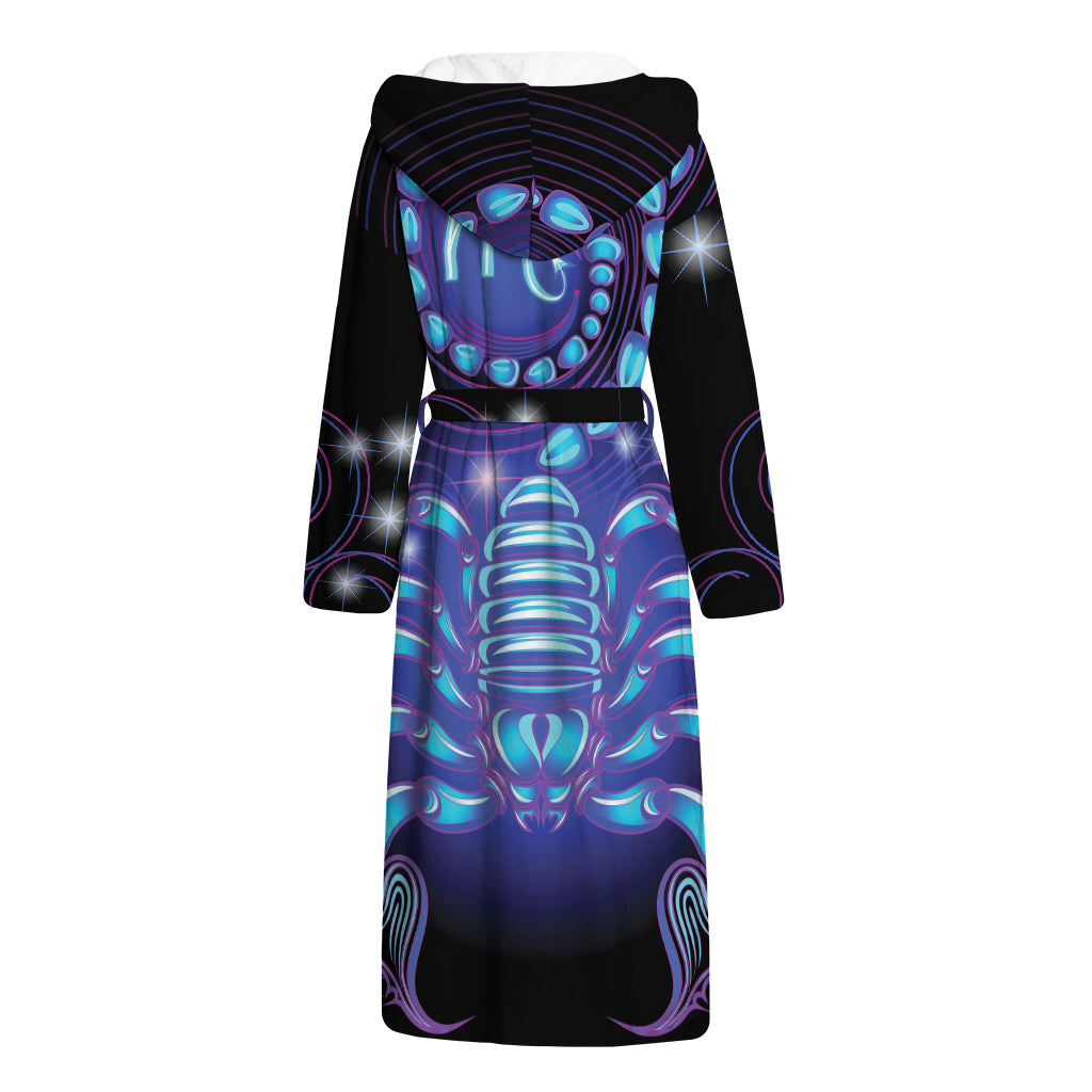 Dark Scorpio Zodiac Sign Print Hooded Bathrobe