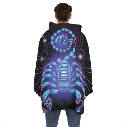 Dark Scorpio Zodiac Sign Print Hoodie Blanket