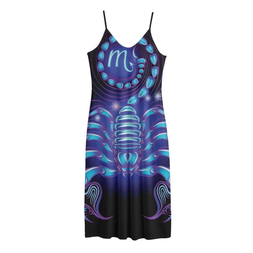 Dark Scorpio Zodiac Sign Print Jersey Midi Cami Dress