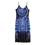 Dark Scorpio Zodiac Sign Print Jersey Midi Cami Dress
