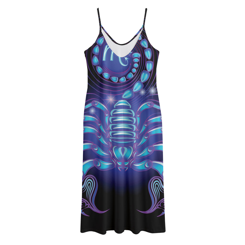 Dark Scorpio Zodiac Sign Print Jersey Midi Cami Dress