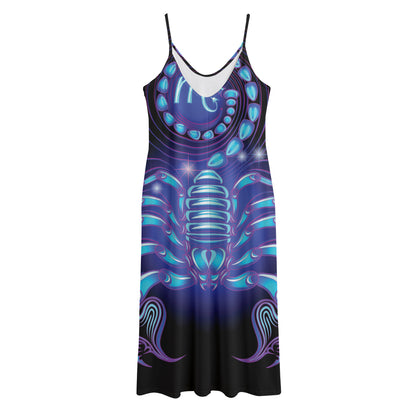 Dark Scorpio Zodiac Sign Print Jersey Midi Cami Dress