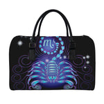 Dark Scorpio Zodiac Sign Print Leather Duffle Bag