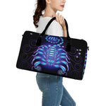 Dark Scorpio Zodiac Sign Print Leather Duffle Bag