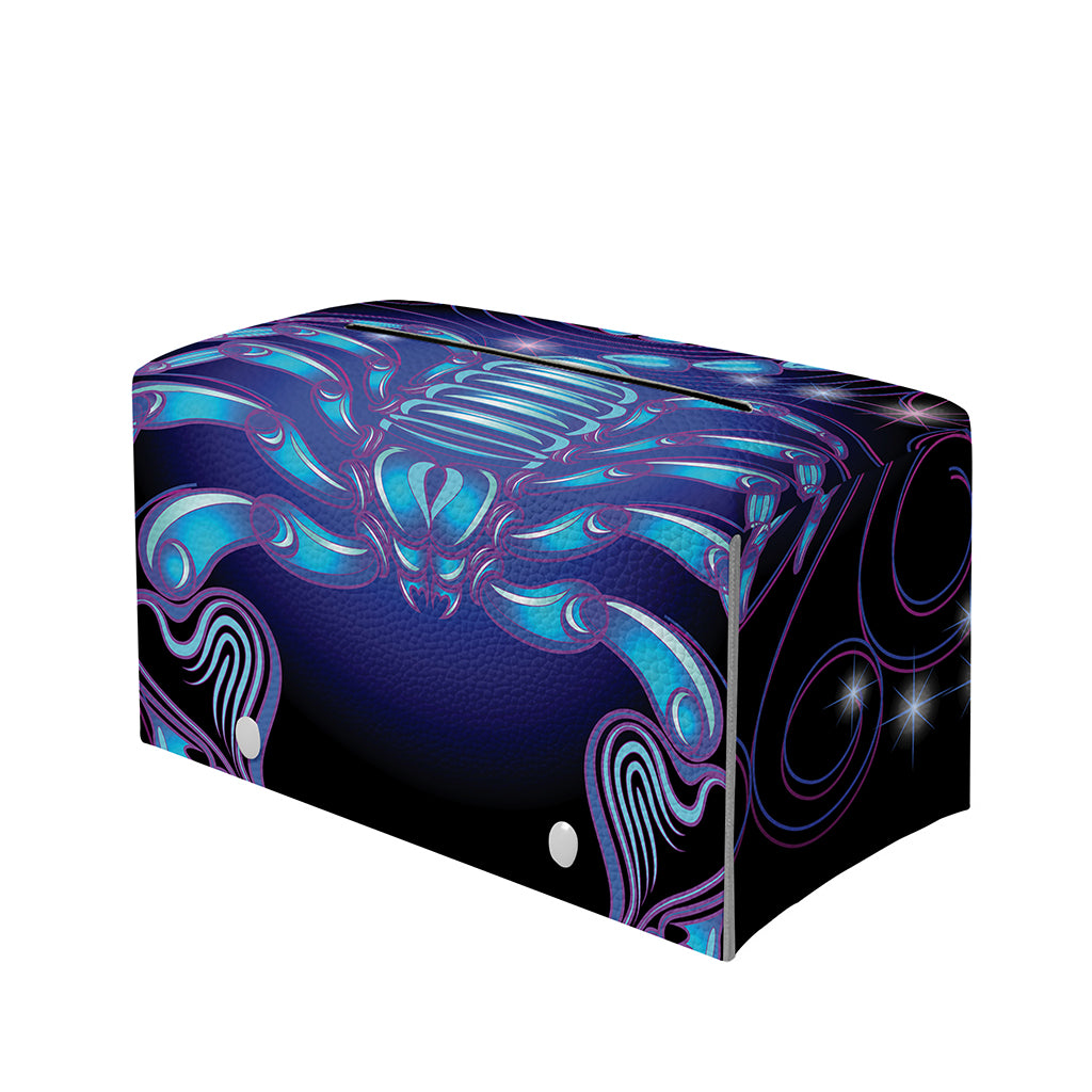 Dark Scorpio Zodiac Sign Print Leather Tissue Box Cover