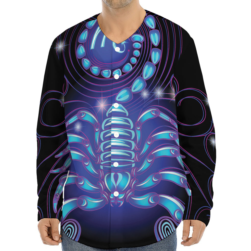 Dark Scorpio Zodiac Sign Print Long Sleeve Baseball Jersey