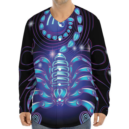 Dark Scorpio Zodiac Sign Print Long Sleeve Baseball Jersey