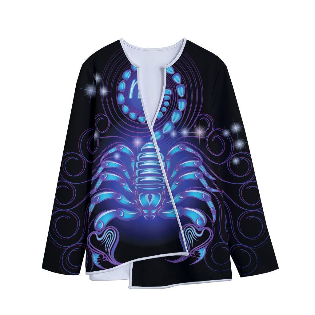 Dark Scorpio Zodiac Sign Print Long Sleeve Short Coat