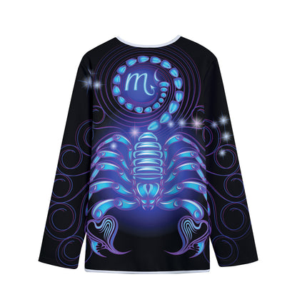 Dark Scorpio Zodiac Sign Print Long Sleeve Short Coat
