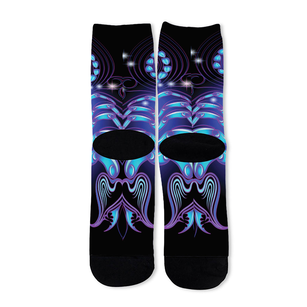 Dark Scorpio Zodiac Sign Print Long Socks