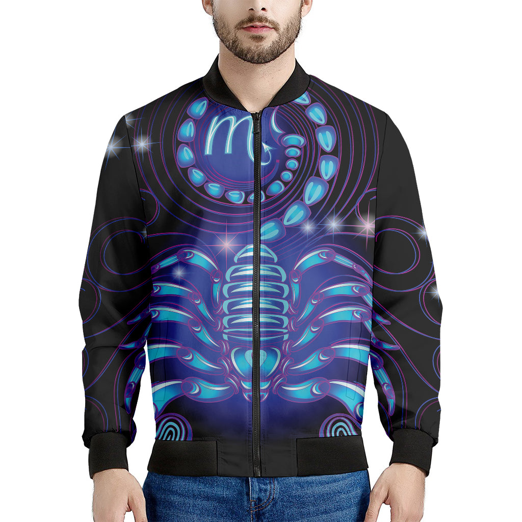 Dark Scorpio Zodiac Sign Print Men's Bomber Jacket