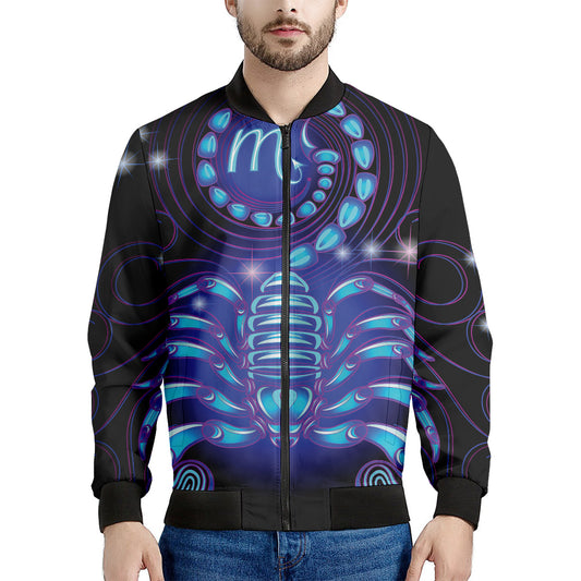 Dark Scorpio Zodiac Sign Print Men's Bomber Jacket
