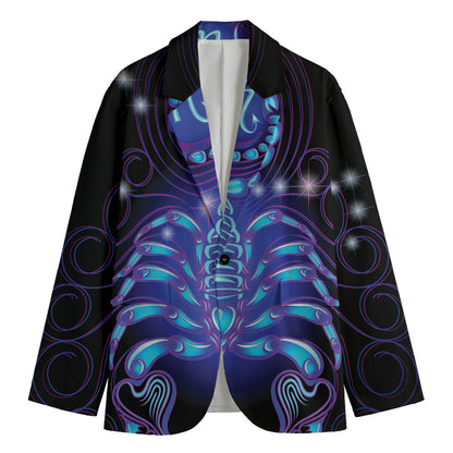 Dark Scorpio Zodiac Sign Print Men's Cotton Blazer