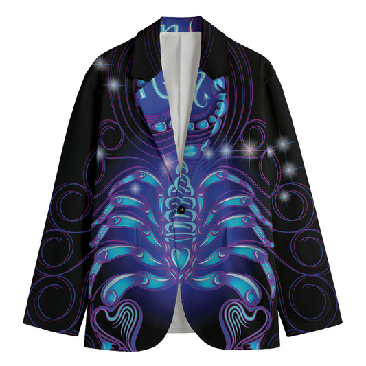 Dark Scorpio Zodiac Sign Print Men's Cotton Blazer