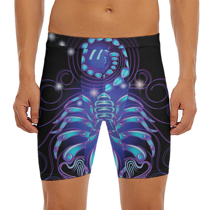 Dark Scorpio Zodiac Sign Print Men's Long Boxer Briefs