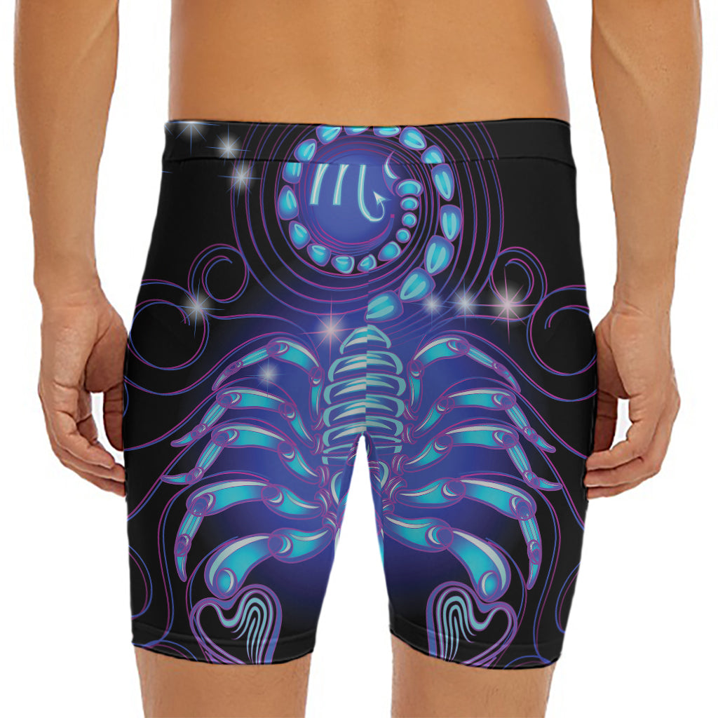 Dark Scorpio Zodiac Sign Print Men's Long Boxer Briefs