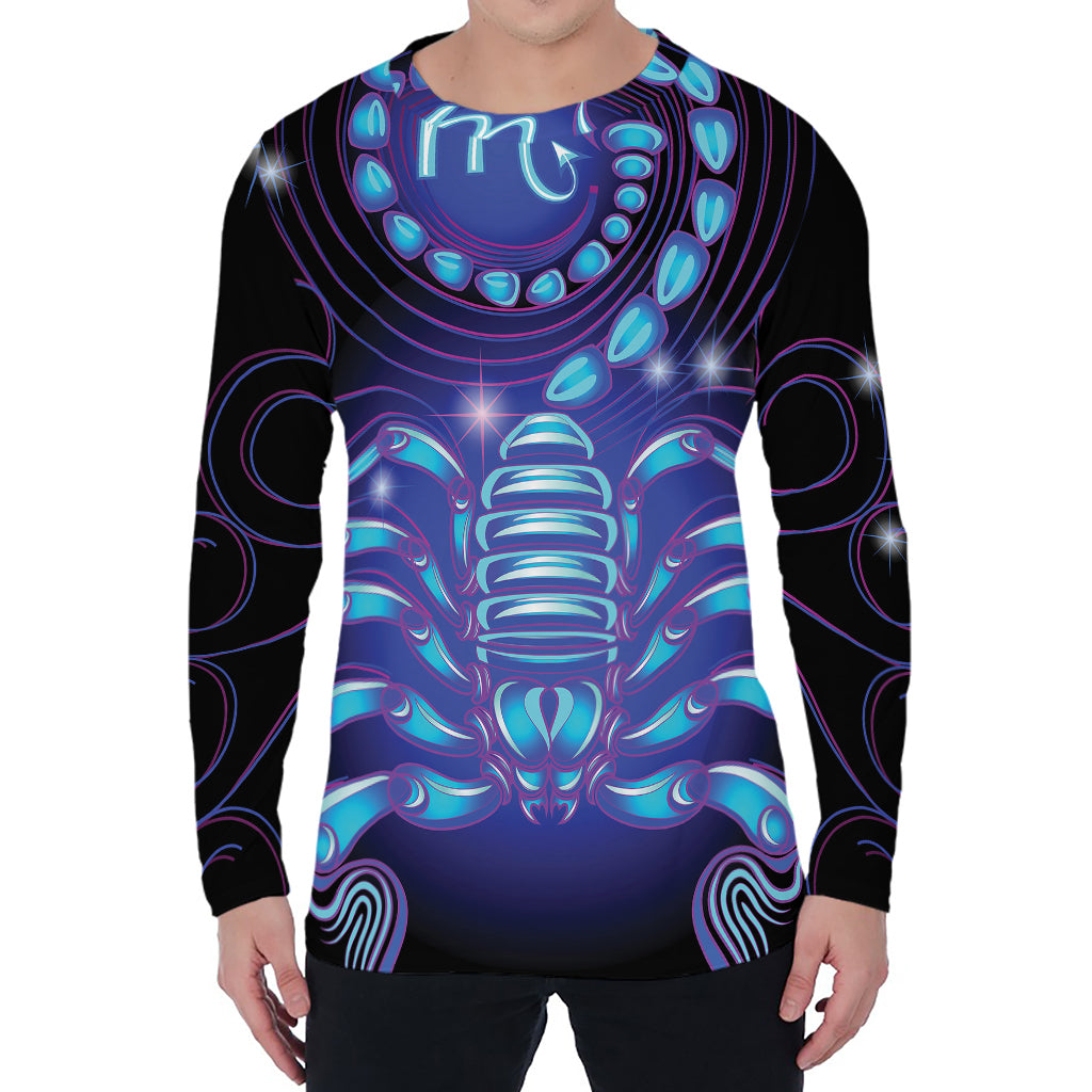 Dark Scorpio Zodiac Sign Print Men's Long Sleeve T-Shirt