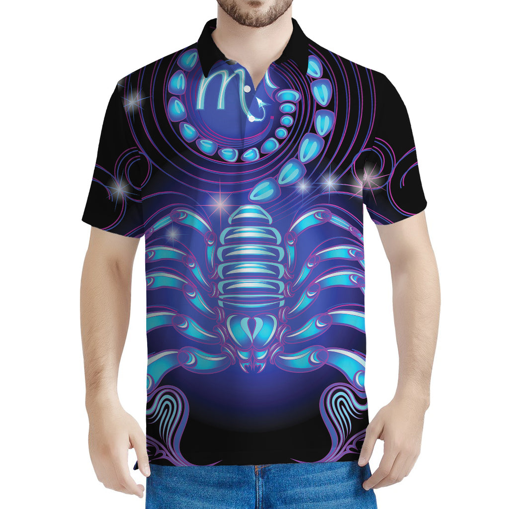 Dark Scorpio Zodiac Sign Print Men's Polo Shirt