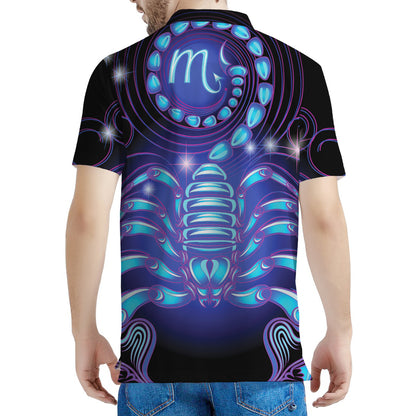 Dark Scorpio Zodiac Sign Print Men's Polo Shirt