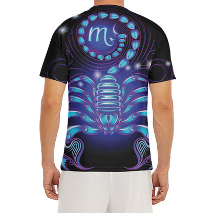 Dark Scorpio Zodiac Sign Print Men's Short Sleeve Rash Guard