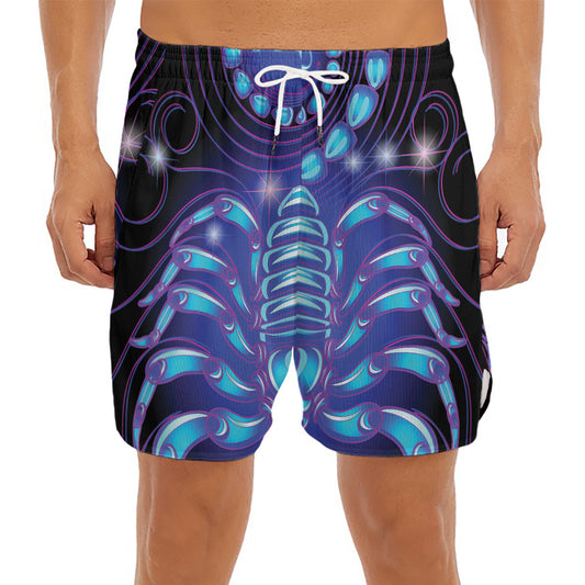Dark Scorpio Zodiac Sign Print Men's Split Running Shorts