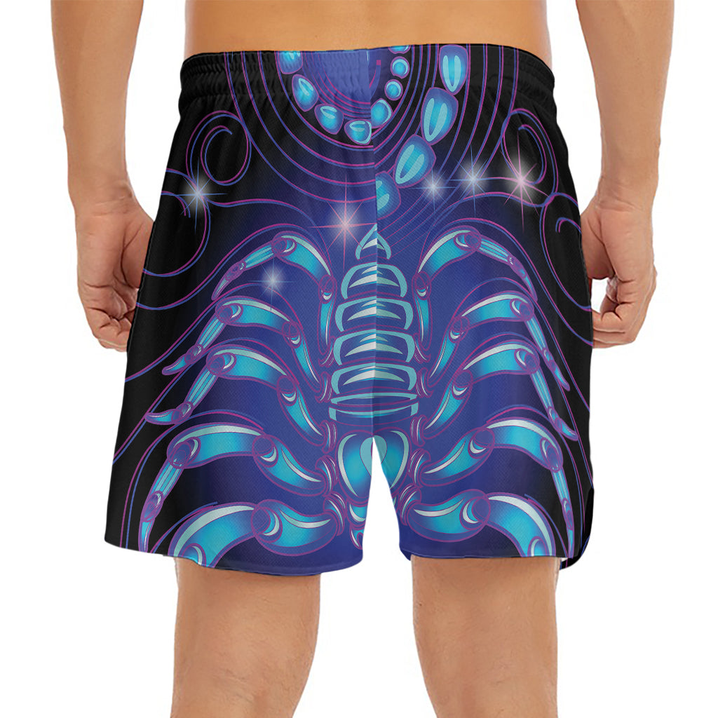 Dark Scorpio Zodiac Sign Print Men's Split Running Shorts