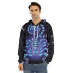 Dark Scorpio Zodiac Sign Print Men's Velvet Pullover Hoodie