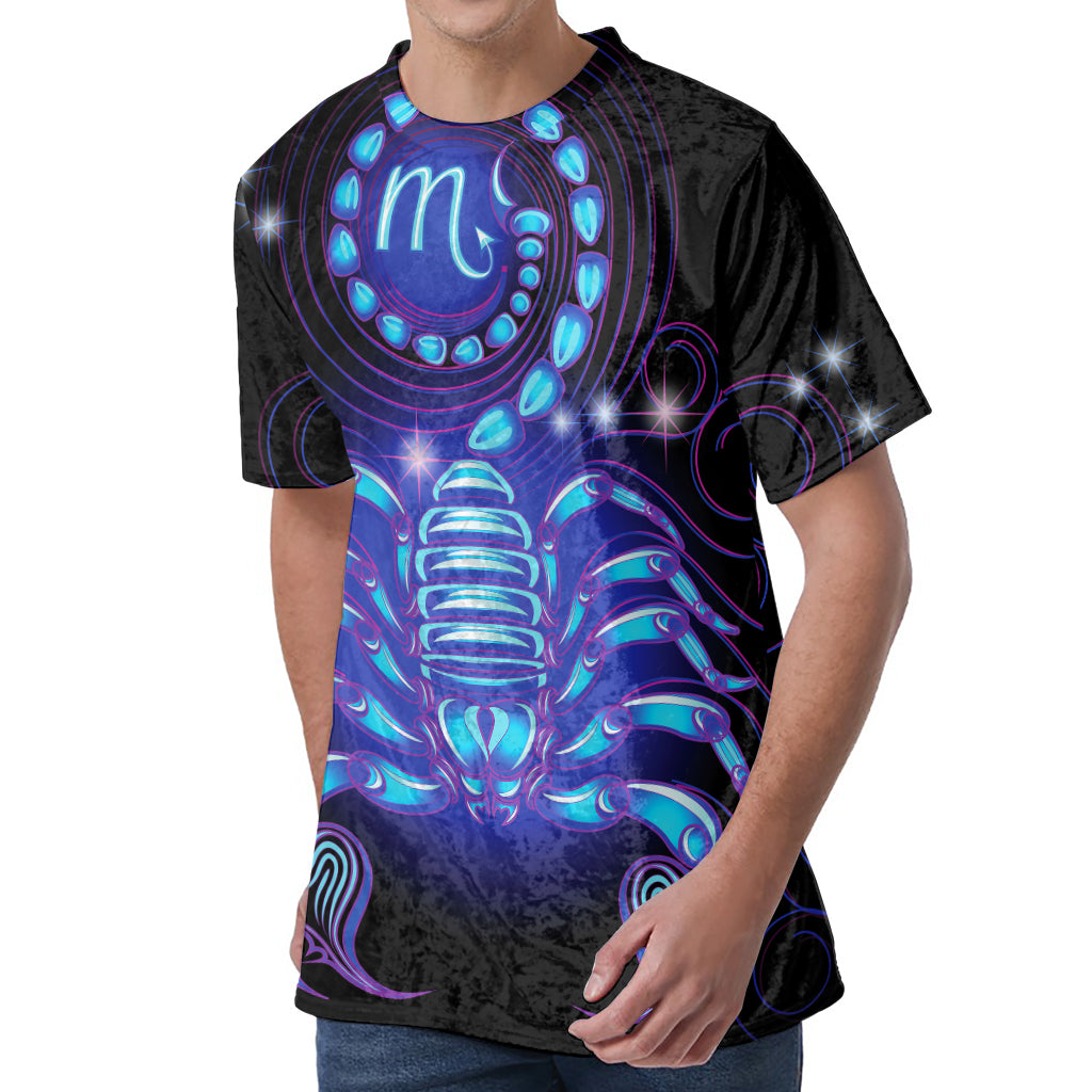 Dark Scorpio Zodiac Sign Print Men's Velvet T-Shirt