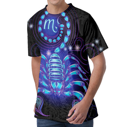 Dark Scorpio Zodiac Sign Print Men's Velvet T-Shirt