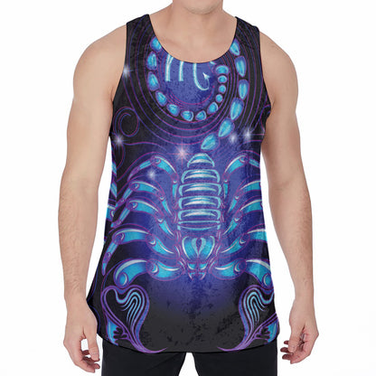 Dark Scorpio Zodiac Sign Print Men's Velvet Tank Top