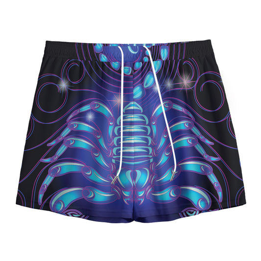 Dark Scorpio Zodiac Sign Print Mesh Shorts