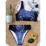 Dark Scorpio Zodiac Sign Print One Shoulder Bikini Top