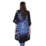 Dark Scorpio Zodiac Sign Print Open Front Beach Cover Up