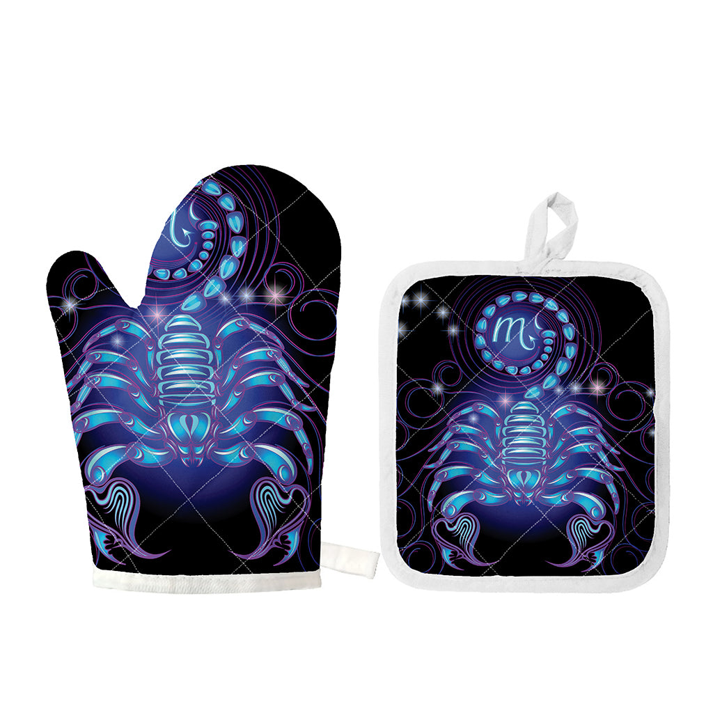 Dark Scorpio Zodiac Sign Print Oven Mitt And Pot Holder Set