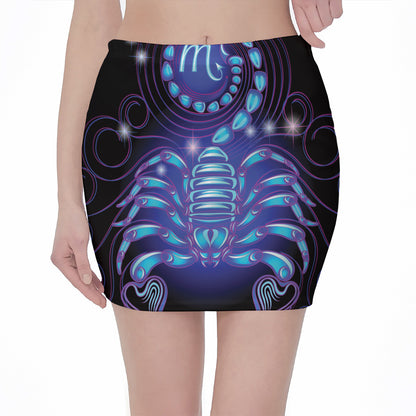 Dark Scorpio Zodiac Sign Print Pencil Mini Skirt