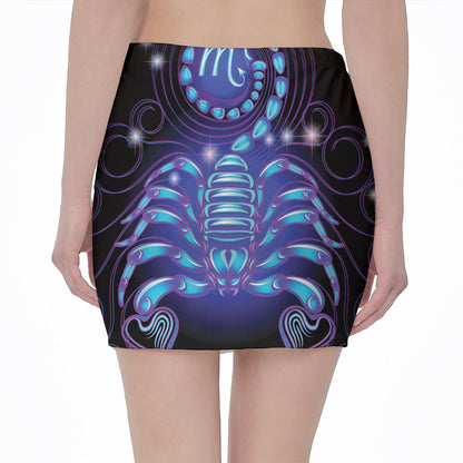 Dark Scorpio Zodiac Sign Print Pencil Mini Skirt