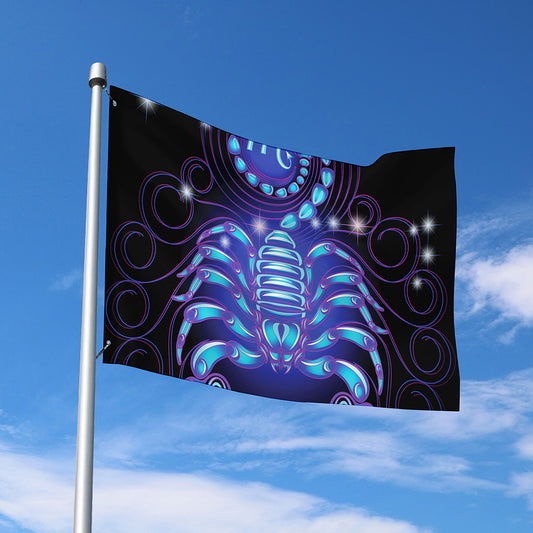 Dark Scorpio Zodiac Sign Print Polyester Flag