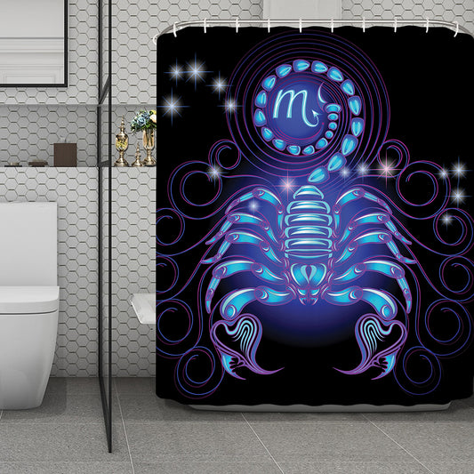 Dark Scorpio Zodiac Sign Print Polyester Shower Curtain