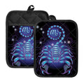 Dark Scorpio Zodiac Sign Print Pot Holders With Pocket