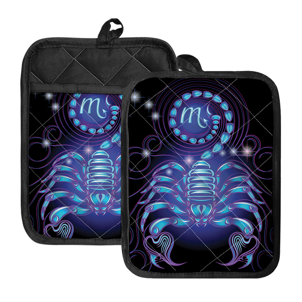Dark Scorpio Zodiac Sign Print Pot Holders With Pocket