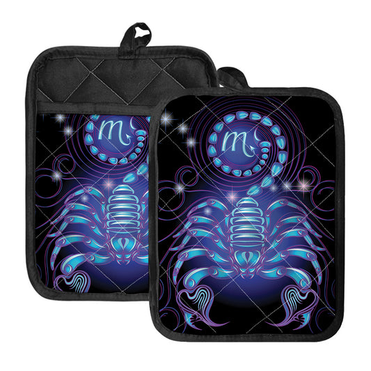 Dark Scorpio Zodiac Sign Print Pot Holders With Pocket