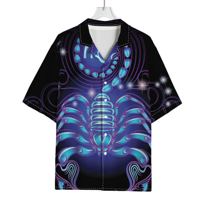 Dark Scorpio Zodiac Sign Print Rayon Hawaiian Shirt