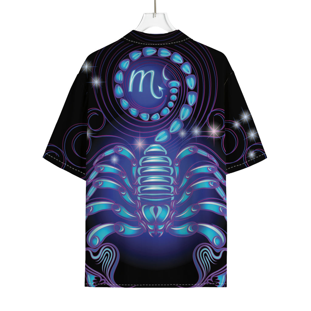 Dark Scorpio Zodiac Sign Print Rayon Hawaiian Shirt